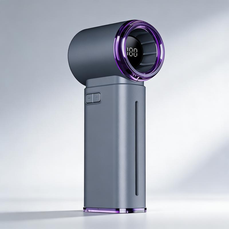 15000RPM High-Speed Spray Cooling Fan, 199-Speed Handheld Portable Fan & Mini Desktop Humidifier, Smart Digital Display, 4000mAh Rechargeable Battery, for Travel/Outdoor/Home/Office, Gray