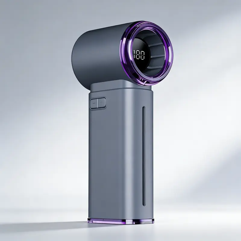 15000RPM High-Speed Spray Cooling Fan, 199-Speed Handheld Portable Fan & Mini Desktop Humidifier, Smart Digital Display, 4000mAh Rechargeable Battery, for Travel/Outdoor/Home/Office, Gray