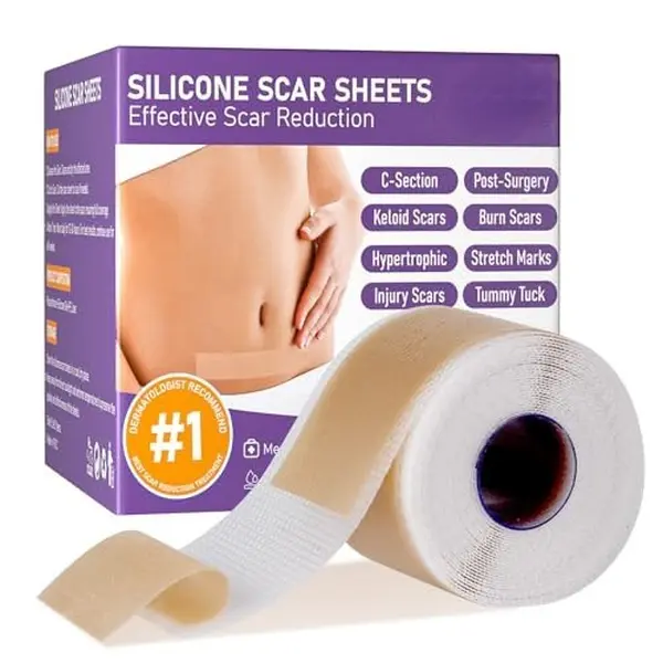 Silicone Scar Sheets, Silicone Scar Tape(1.6"x 79" Roll-2M), Reusable Professional Scar Silicone Strips, Soft Silicone Scar Sheets for Surgical Scars,Keloid,Acne Scars,Burn Scar,C-Section
