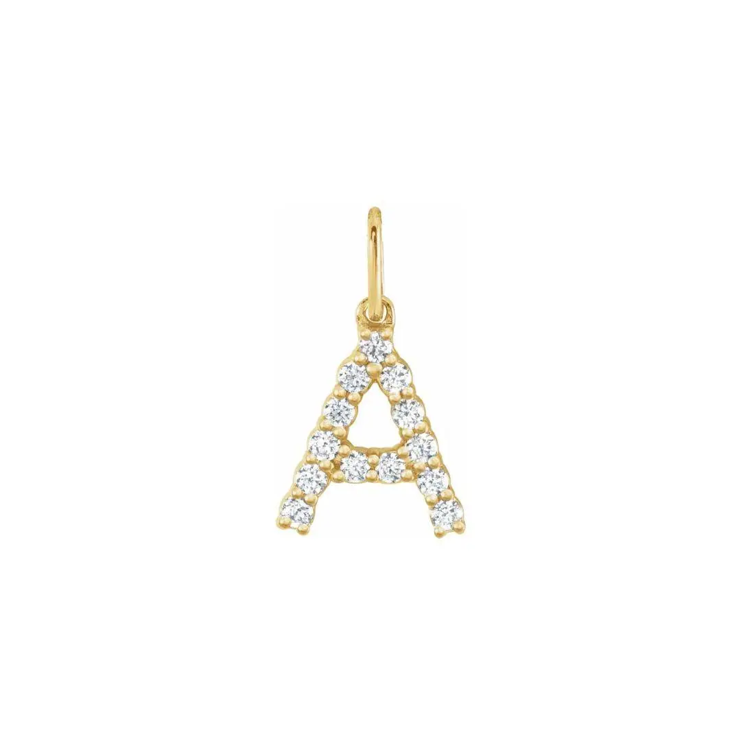 14K Diamond Initial Charm Necklace