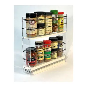 Vertical Spice Cabinet Mounted Spice Rack Organizer -  Single Drawer, 10 Capacity - 2.3" Width x 10.75" Height x 10.6" Depth -Sliding Cabinet Organizer and Spice Jar Storage Drawer - 2.3'' W x 10.75'' H x 10.6" D