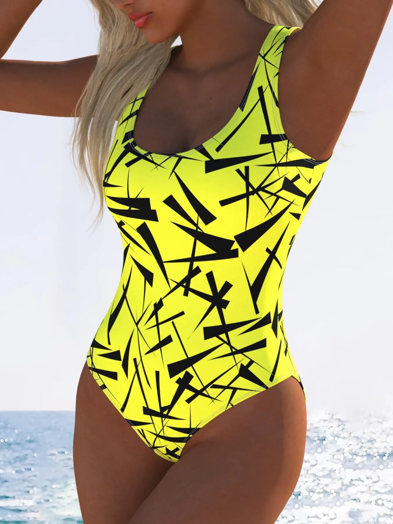 New European and American Style Women's One-Piece Swimsuit, Halter Swimwear, Fashion Print, High-End Halter Tie, Suitable for Beach Vacation, Halter Neck Swimwear, Halter Bathing Suit, Onepiece Swimwear, Beachwear Swimsuits