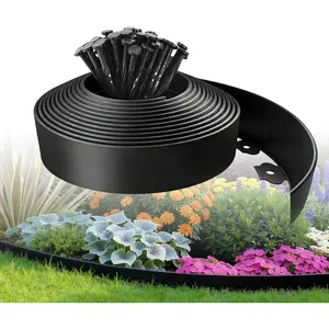 Landscape Edging, Garden Edging 2 Inch Tall 66 FT Plastic Flexible with 100 Stakes for Gardens, Lawns, Landscaping, Flowerbeds