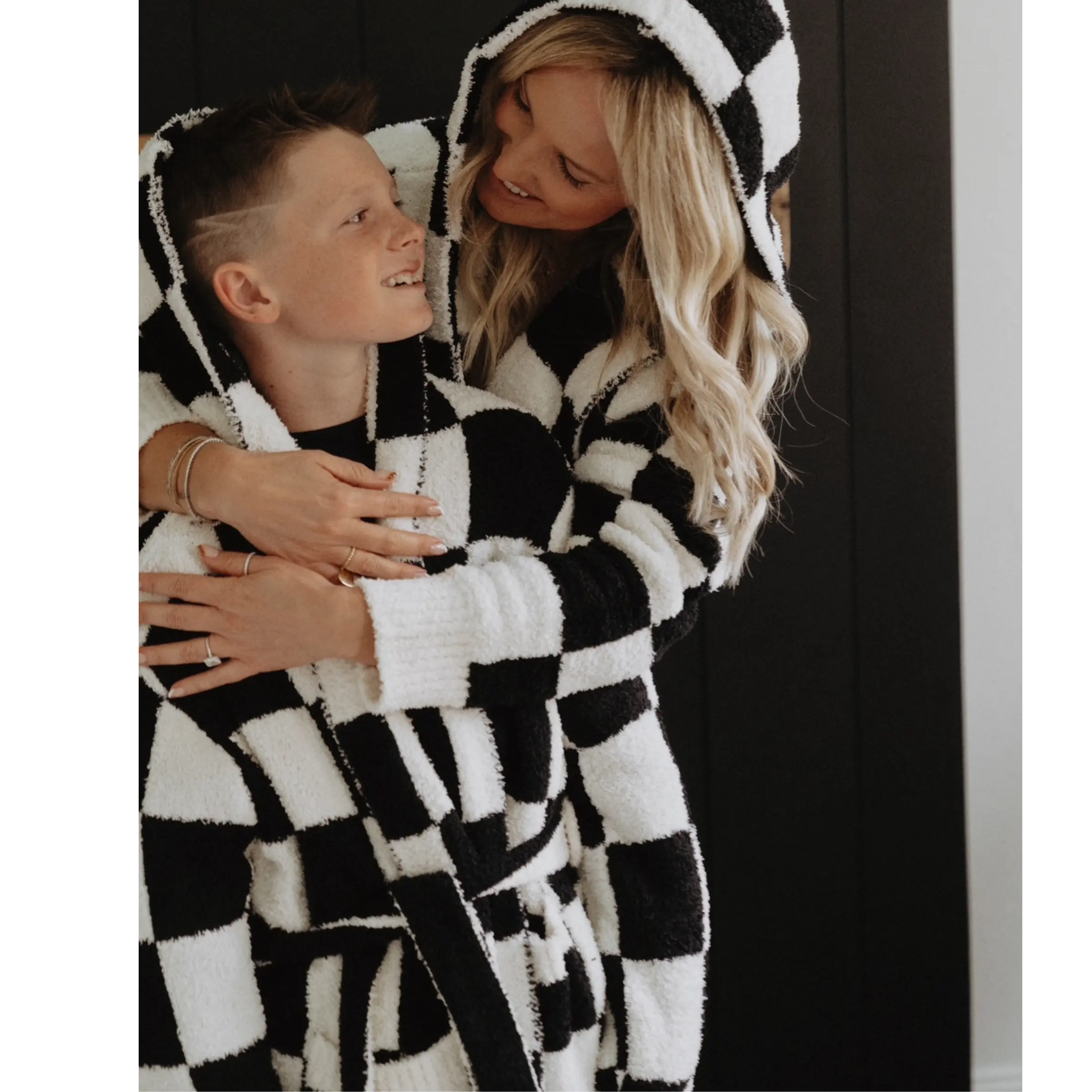 New Hooded Checker Luxe Robe