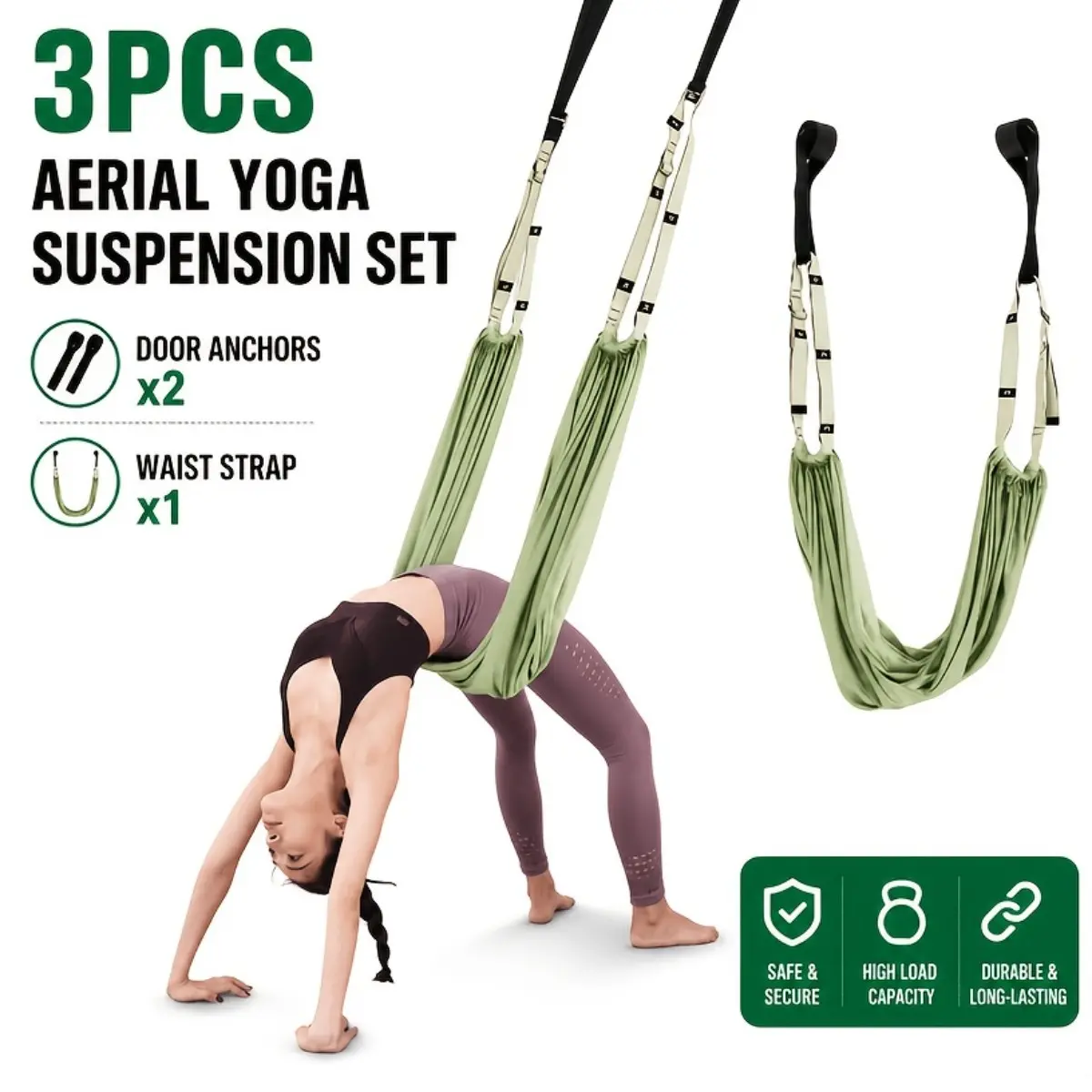 Yoga Stretching Rope 3Pcs Elastic Strap for Pilates Dance Gymnastics Flexibility Exercise Non Slip