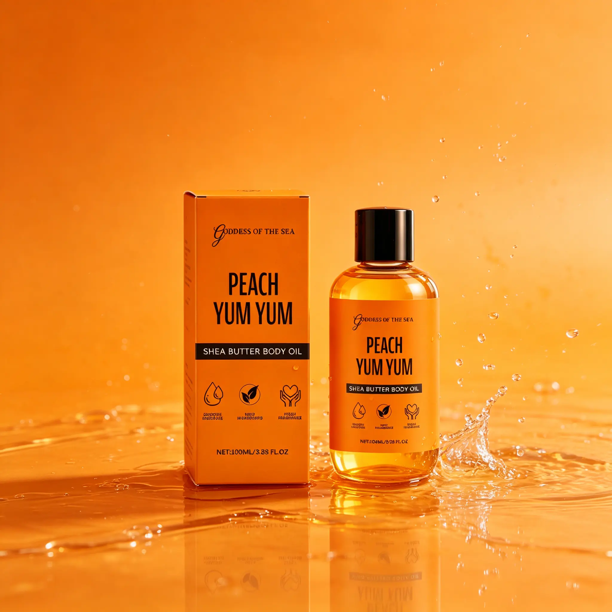 Peach Yum Yum Body Oil 100ml - Lightweight Nourishing Body Care Moisturizer with Shea Butter, Peach Aroma Cosmetic Oil for Daily Soft, Smooth Skin, Hydrating, Fragrance, Smooth Skin Routine