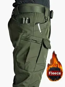 Men's Fall Winter Outdoor Sports Windproof Warm Multi-Pocket Casual Slant Pocket Pants, Ideal for Hiking Camping Climbing, Fashionable Long Trousers