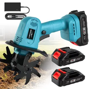 20V Electric Cordless Cultivator Tiller, Lightweight Handheld Garden Tiller with Battery and Charger, 9-Inch Tilling Width, 6.6-Inch Cultivating Depth for Raised Beds, Soil Mixing, Weeding and Planting