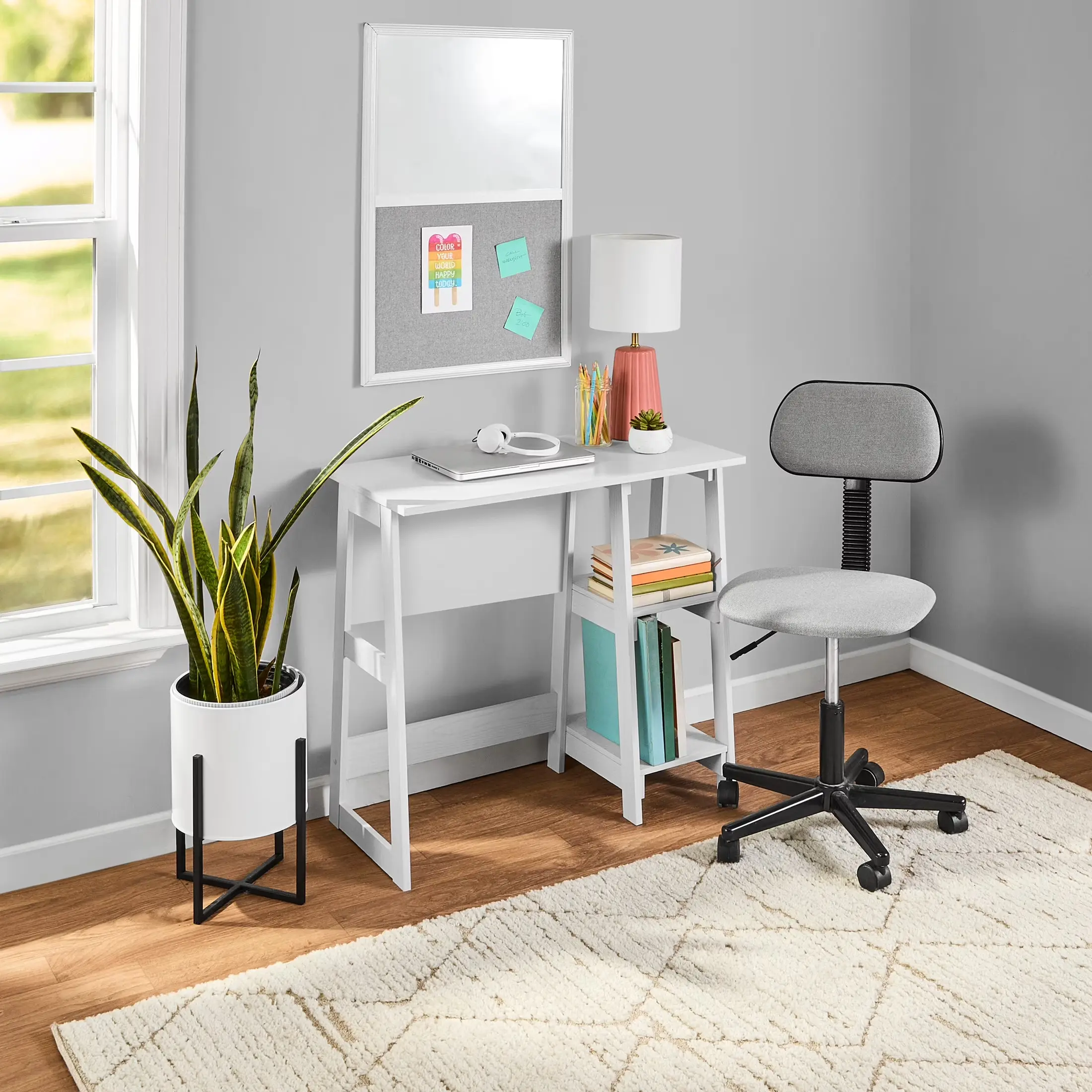 13947111021 Quick Assembly Desk, White Finish