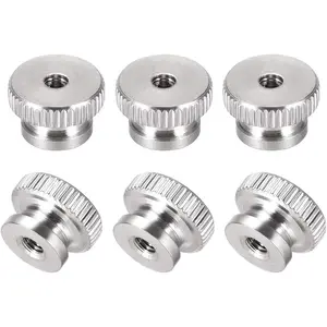 Knurled Thumb Nuts, 6Pcs M3x0.5mm 304 Stainless Steel Round Knobs Fasteners for 3D Printer Parts, Silver Tone