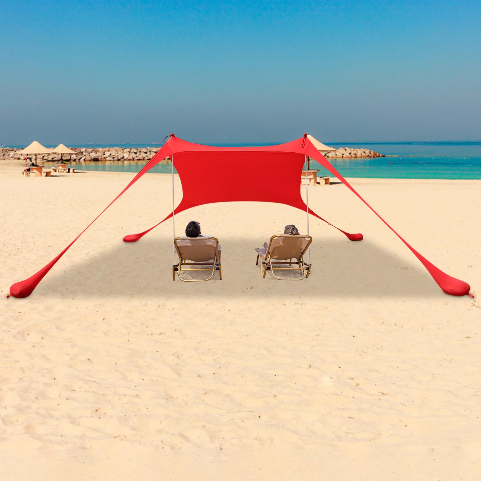 Beach Stretch Tent, Outdoor Tent for Beach Camping,Beach Elastic Sunshade - Red