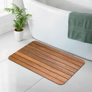 Wood Grain Diatomaceous Earth Bath Mat, Super Absorbent Quick Dry Non Slip Shower Mat, Natural Rustic Wood Look Floor Mat for Bathroom Kitchen Print 40X60Cm(15.8*23.6In)