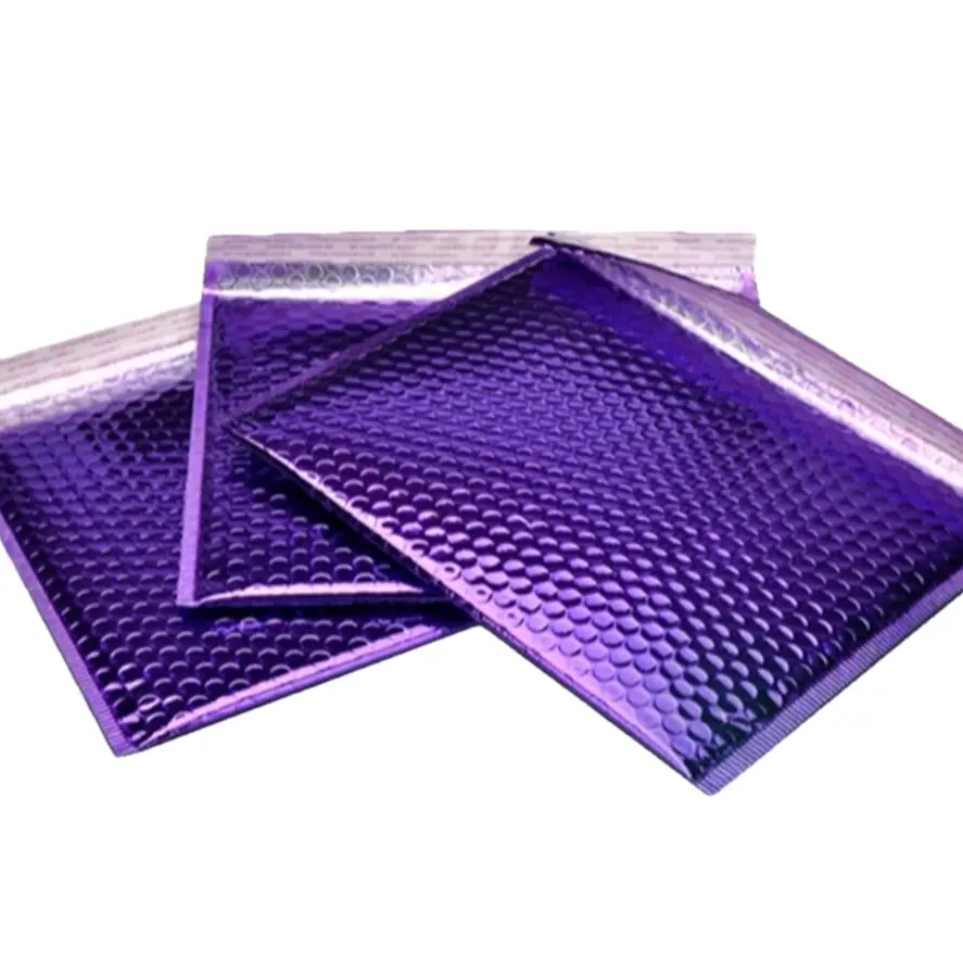 25-Pack  9×11 inches Purple Metallic Bubble Mailers, Heavy-Duty Self-Seal Waterproof Shipping Envelopes