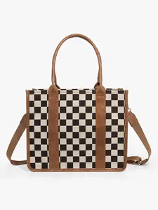 Large Women'S Casual Plaid Checkered Crossbody Shoulder Bag with Adjustable Detachable Strap, Large Capacity Fashion Tote Bag for Women, Versatile High-quality Daily Commuting Bag, Parties|Stylish Handbag Shoulder Bag