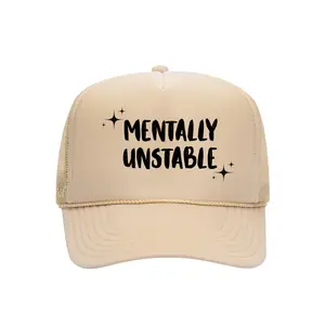 Mentally Unstable Trucker Hat - Adjustable Snapback, Foam Panel, Mesh Back, Polyester & Foam Blend, Unhinged & Unbothered Design