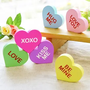 6 Pcs Valentines Day Decorations, Candy Conversation Hearts Wooden Table Decor Signs, Durable Tiered Tray Decoration Set, Classic Galentines Day Decorations for the Home Office Mantel Shelf Gift