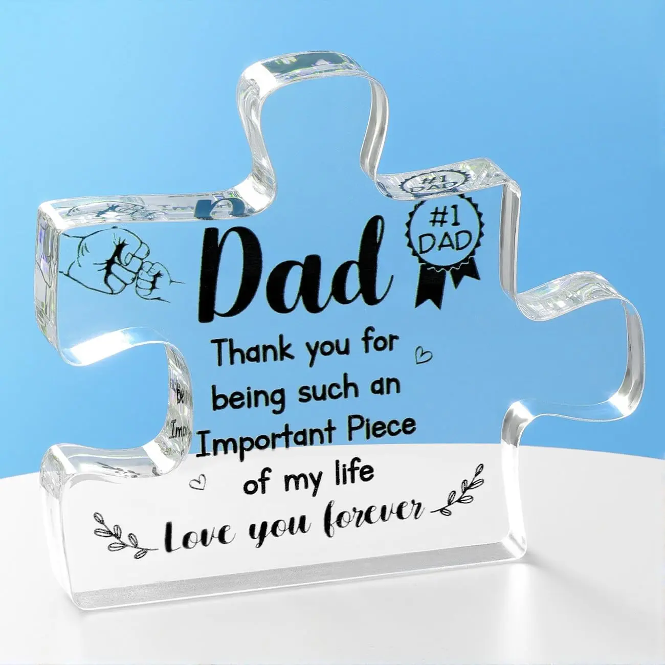 Gifts for Dad Father’s Birthday, Engraved Acrylic Block Puzzle Piece Plaque Decorations for Countertop, Dad Gifts from Daughter Son, Thoughtful Christmas Birthday Gifts for Father