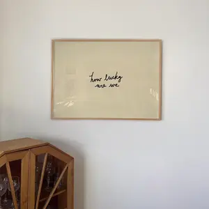 How Lucky Are We Print: Hand-Drawn Typography Poster, Neutral Home Decor  Unframed