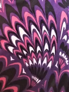 Retro 100% Silk Jersey Knit Fabric by the Yard - Bold Print in Purple, Black, Petunia Pink, and White