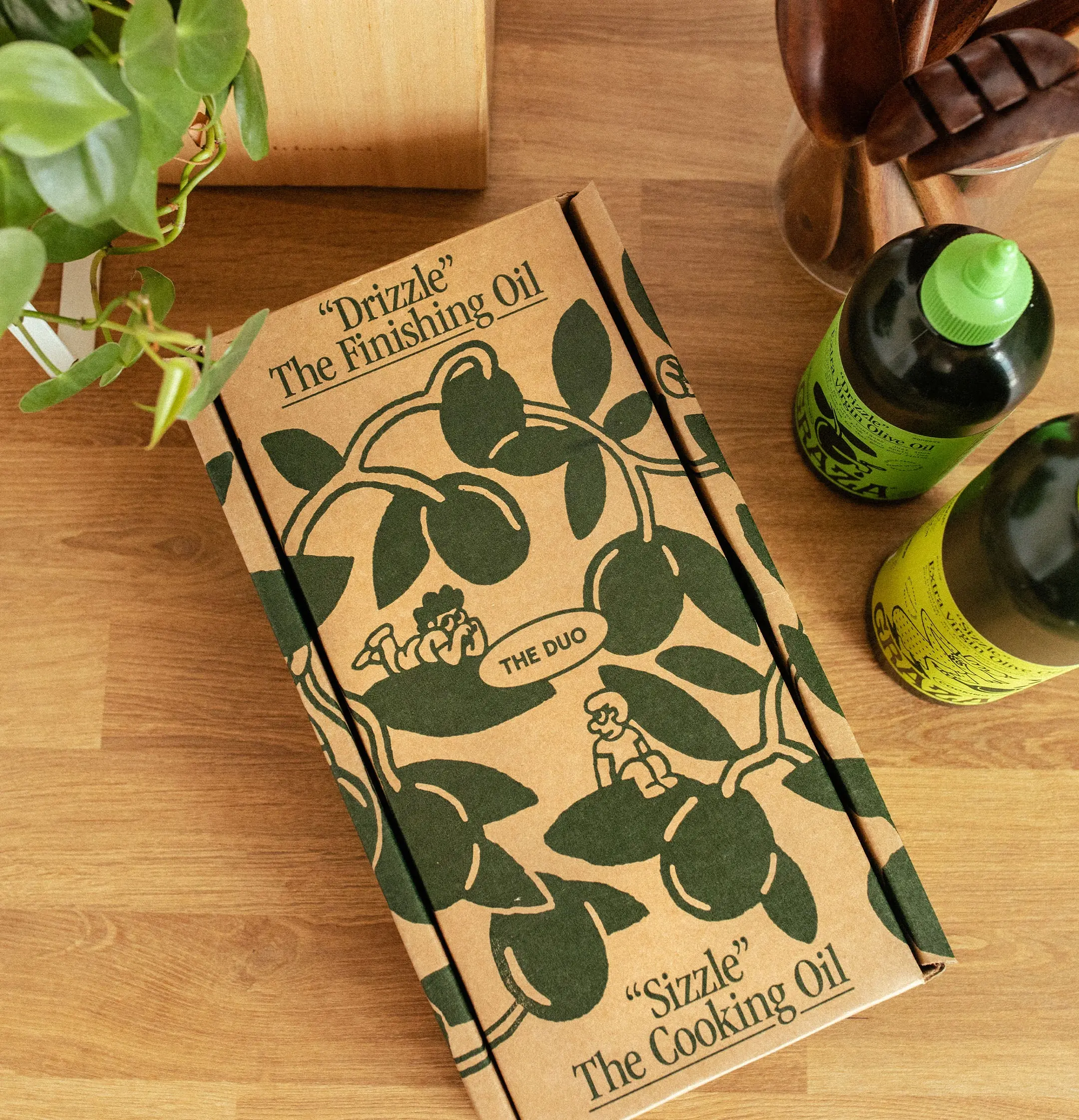 Graza Duo GIFT SET ("Drizzle" & "Sizzle" Extra Virgin Olive Oil) | Sizzle Cooking Oil & Drizzle Finishing Oil Duo Gift Set | High-Polyphenol, Single-Origin Cold-Pressed EVOO in Ready-to-Gift Squeeze Bottles