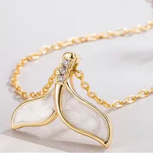 Large Shimmering whale mermaid tail Necklace