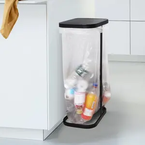 Trash bag holder 13 gallon durable metal waste bin portable indoor outdoor trash can stand for kitchen camping picnic black