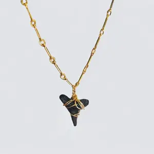 Authentic Handpicked Sharks Tooth on 10 Karat Gold Plated 18in Necklace Boho Chic Eco Friendly Beach Jewelry Natural Connection Timeless Elegance