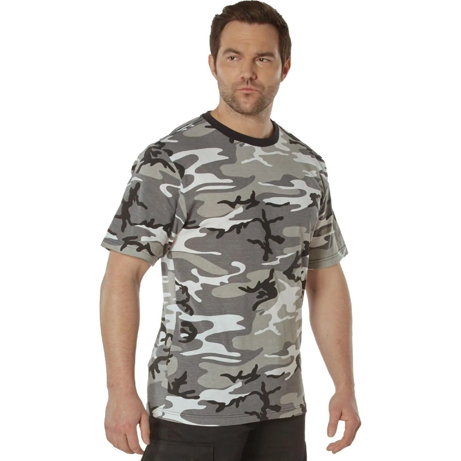 Men's Classic Short-Sleeve City Camouflage T-Shirt - Polyester-Cotton Blend, Full Comfort Fit, Versatile Layering Army Tee, Tshirt, Outdoor, Menswear, Army-Themed Men's Short-Sleeve T-Shirts, Fabric, Seam Tape, Rothco Redesigned