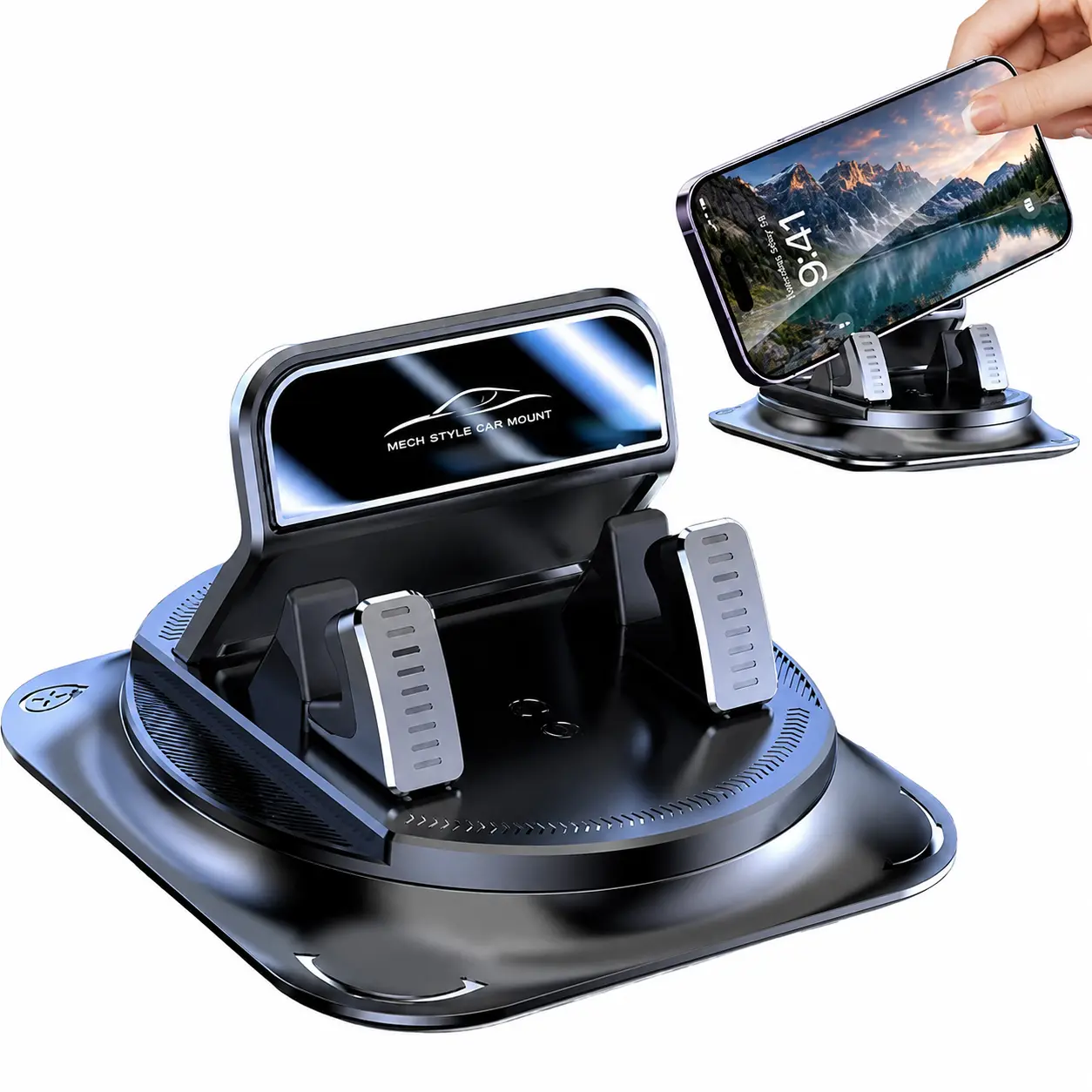 Hands-Free Car Phone Dashboard Mount - 360° Rotatable Navigation Aid, Stable In-Car Holder for All Phones with Horizontal & Vertical Screen Adjustment