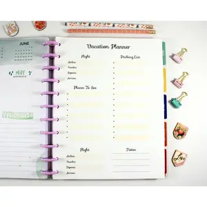 Planner Travel Planner Inserts for 11-Disc Big Happy Planner, Big Happy Planner Vacation Planner, Pre-punched Happy Planner Inserts, Pre-punched Trip Planner