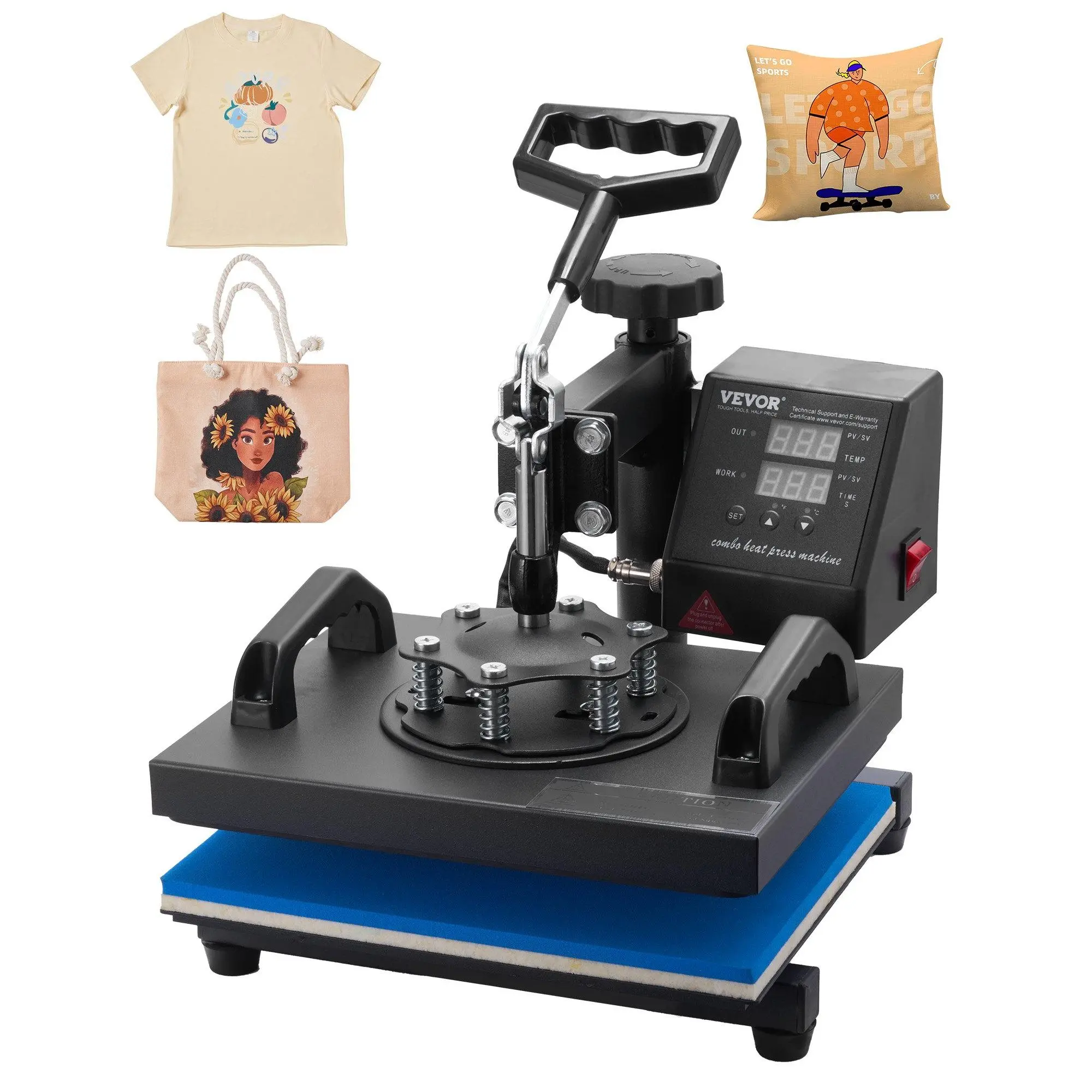 【DealsForYouDays】【DealsForYouDays】 VEVOR Heat Press, 12x10Inch T-Shirt Press Machine, T-shirt Press Heat Press 30x23cm Printing Machine Heat Transfer Sublimation Machine for T-shirts,dealsforyoudays