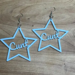 Cunt Earrings, Baby Blue Acrylic