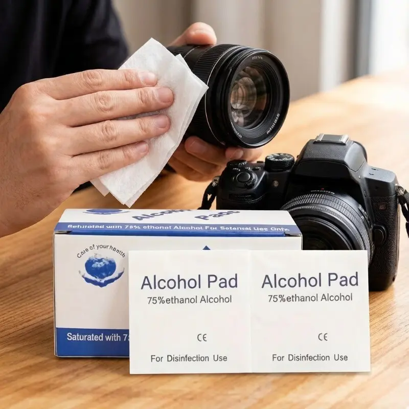 Camera Lens Alcohol Wipes, Disposable 75% Alcohol Cotton Pads Individually Packaged, Non-woven Material Does Not Damage Lenses or Caue Scratches. Suitable for Multiple Uses: Digital Cameras, Mobile Phone Screens, Computer Mice and Keyboards, Nail Art