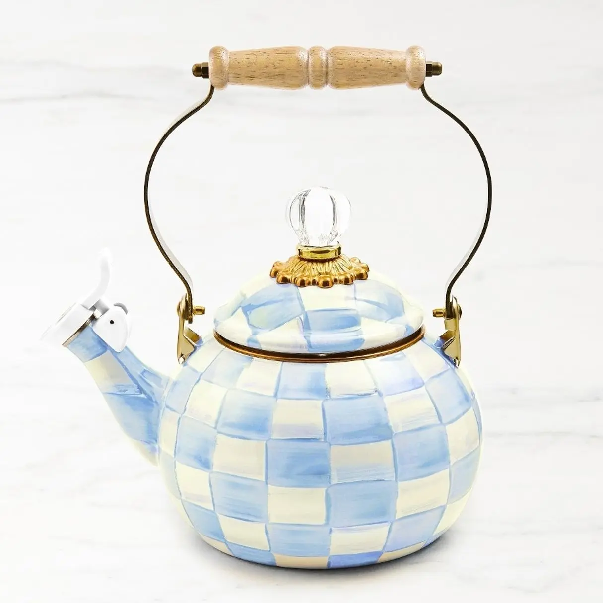 MacKenzie-Childs Sky Check Whistling Tea Kettle