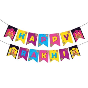 Happy Rakhi Banners Indian Festival Rakhi Raksha Bandhan Bunting Diy Home Indoor Outdoor Decoration Bollywood Party Supplies Home Decor Ideas
