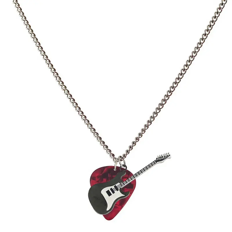 Unique Design Musical Guitar Pick Necklace - Rock-Inspired Costume Jewelry for Music Lovers, Ideal Birthday Gift for Men and Women