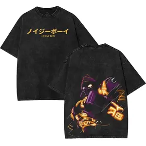 Noisy Boy Oversize Lightweight Acid Washed T-Shirt - 250gsm Premium Cotton Crewneck Graphic Tee for Men & Women Classic Streetwear Fashion