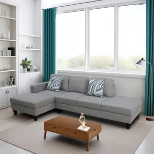 Modern Light Gray Calico Textured 2-Piece Sofa Set, Stain Resistant Easy-Check Cozy Neutral Living Room Accent Home Furniture