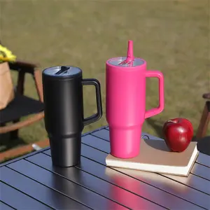 40oz Vacuum Flask, 1 Count Leak Proof Double Layer Insulated Water Bottle with Lid & Foldable Straw, Drinking Cup for Home Office Outdoor Camping, Insulated Tumbler, Drinkware