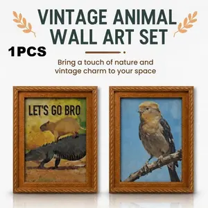 1PC Creative Refrigerator Magnet, Vintage Wooden Frame Design, Cute Magnetic Decoration, Wall-Mounted, Home Kitchen Office Gift