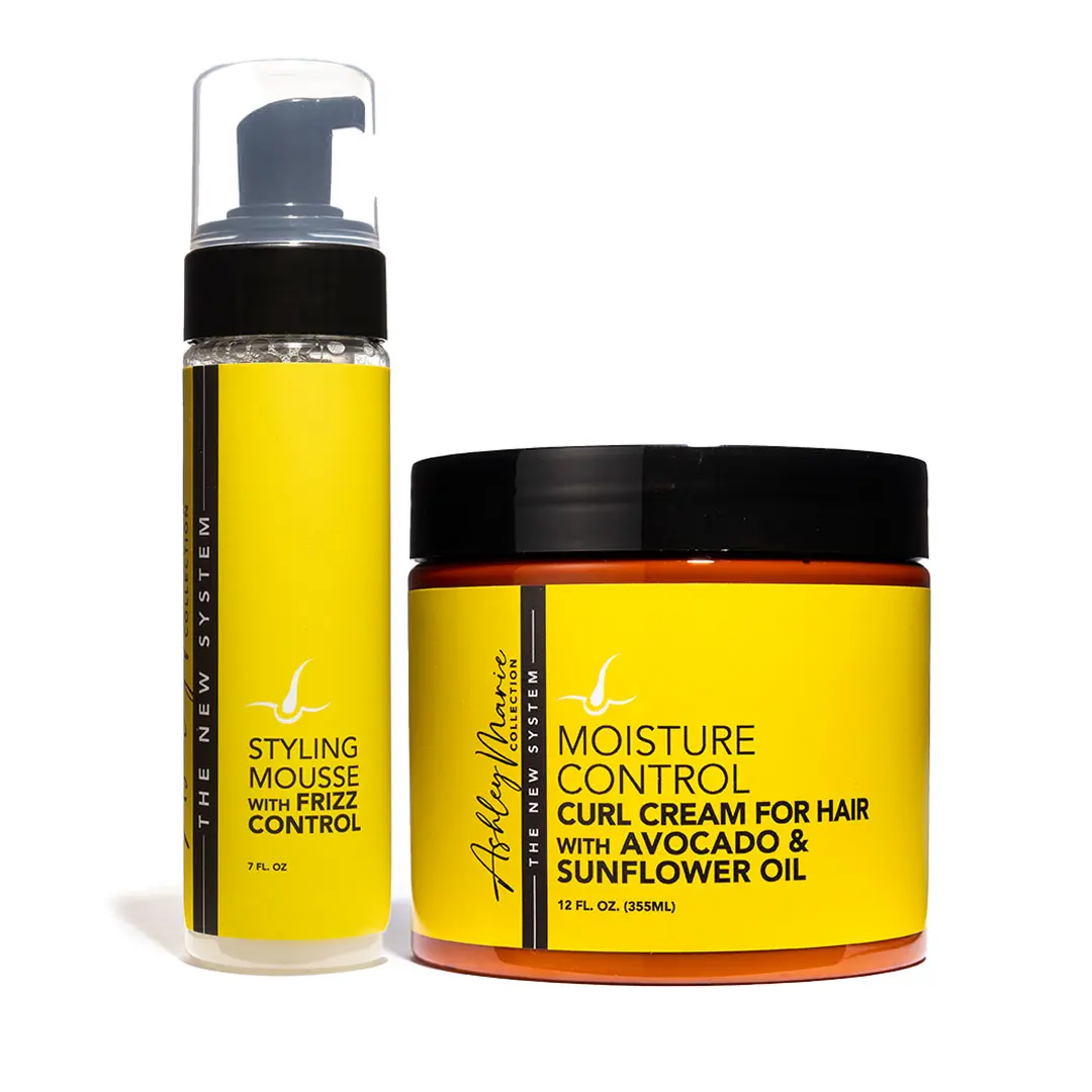 Curl Cream and Styling Curly Hair Mousse with Frizz Control Bundle - Ashley Marie Collection by The Hair Diagram