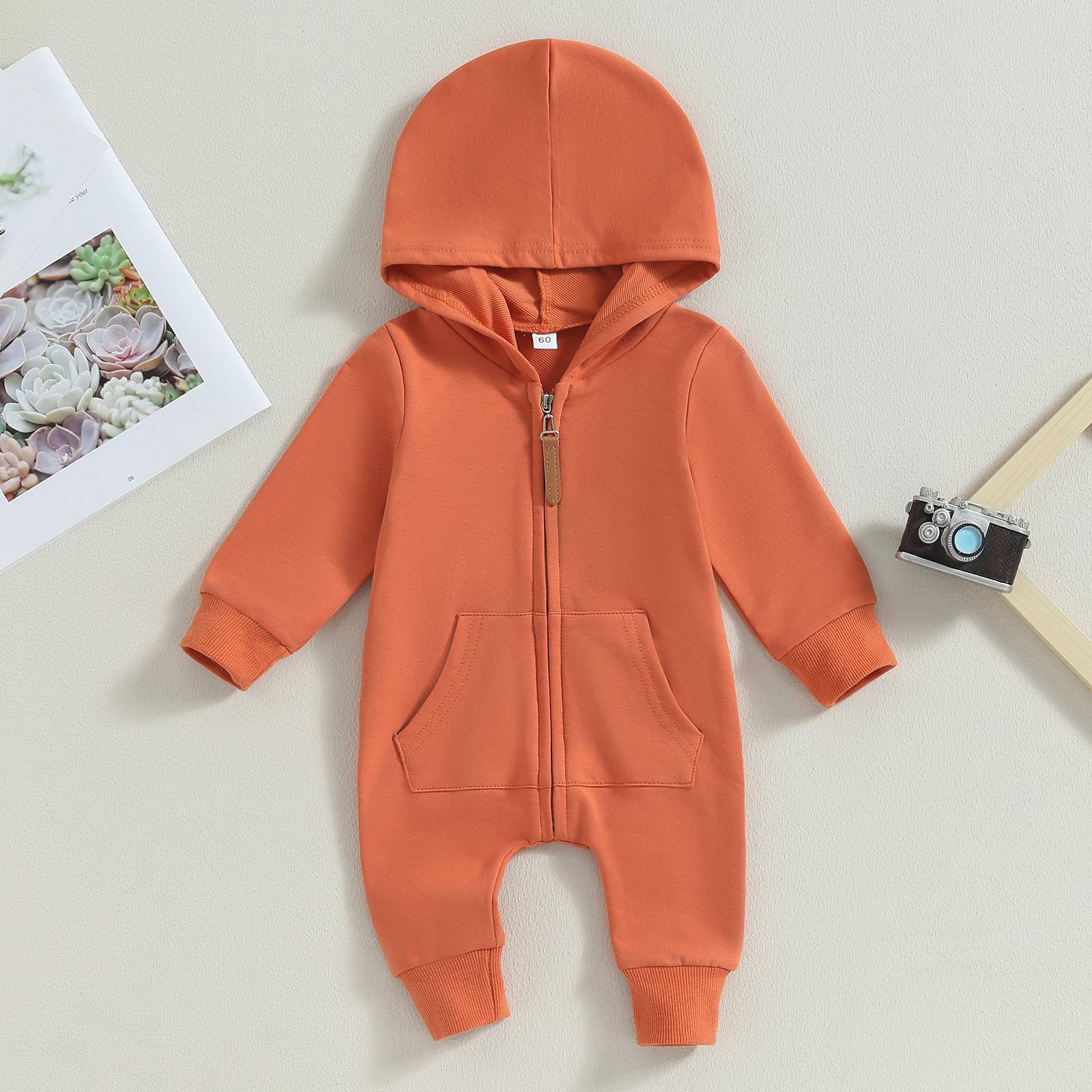 Fall Baby Clothes Newborn Boy Girl Romper Solid Long Sleeve Hoodie Jumpsuit Winter Infant Outfit Fall Baby Clothes Newborn Boy Girl Romper Solid Long Sleeve Hoodie Jumpsuit Winter Infant Outfit