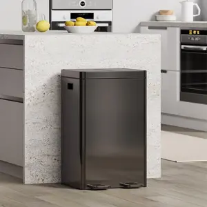 Garvee 16 Gallon Dual Compartment Trash Can 60L Stainless Steel Recycling Bin With Soft Close Lid And Removable Inner Buckets For Kitchen Office