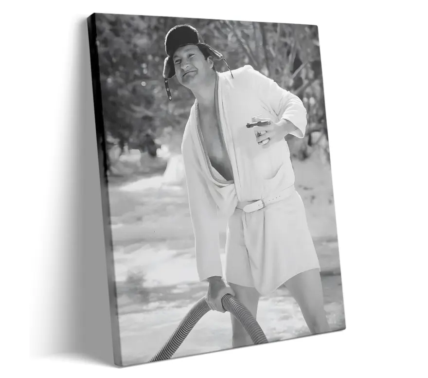 Funny Cousin Eddie Comedy Black-White Inner Frame Canvas Wall Art, Artistic Oil Print Poster with Easy Hanging Kit, Home Decor for Living Room, Dorm