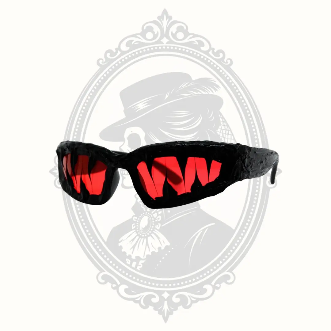 Gothic Dripping Frame Sunglasses – Black with Red Tinted Lenses UV380
