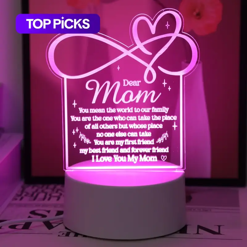 To My Mom Letter Pattern Night Light, USB Powered Desktop Decorative Light, Creative Gift for Mom, Birthday Gift, Mother's Day Gift