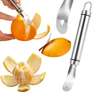"FINAL HOURS" Stainless Steel Orange Peeler Easy and Quick Peeling Long Handle Orange Citrus Peeler Tool Triangle Shovel and Serrated Shovel Orange Peeler Creative Kitchen Gadgets Utensils Blade