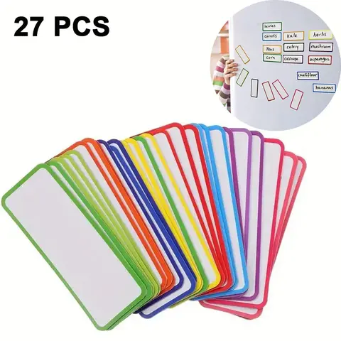 Magnetic Whiteboard Refrigerator Magnets, 27pcs/set Erasable Magnetic Whiteboard Sticker, Reusable Magnetic Labels for Home Office School, Fridge Magnets Refrigerator Magnets Decorative
