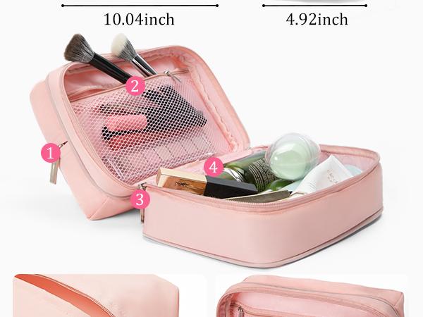 Mexs Travel Cosmetic Bag 5.5L Women Portable Makeup Case Organizer Wide-open Toiletry Pouch for Cosmetics Toiletries Mexs Travel Cosmetic Bag 5.5L Women Portable Makeup Case Organizer Wide-open Toiletry Pouch for Cosmetics Toiletries