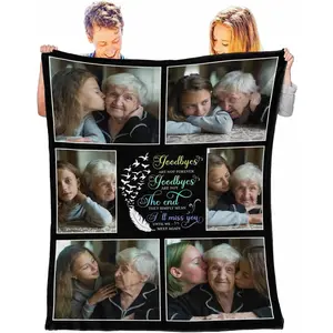 Personalized Memorial Blanket, Custom Memory Blanket, Customized Picture Blanket Throws for Loss of Mother Father Grandma Grandpa